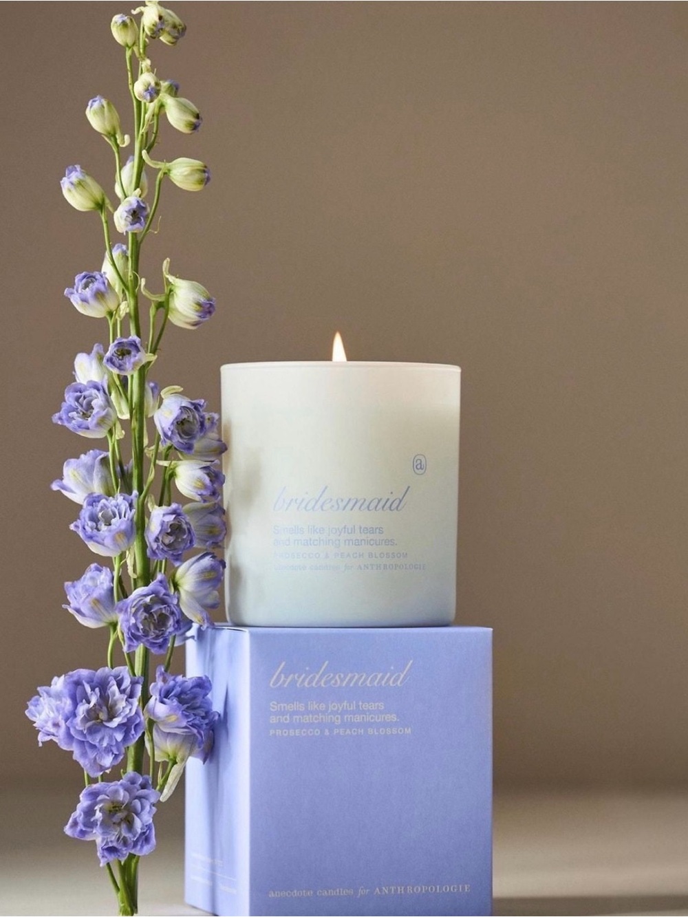 Anthropologie Anecdote Bridesmaid Prosecco & Peach Blossom Boxed Candle NIB